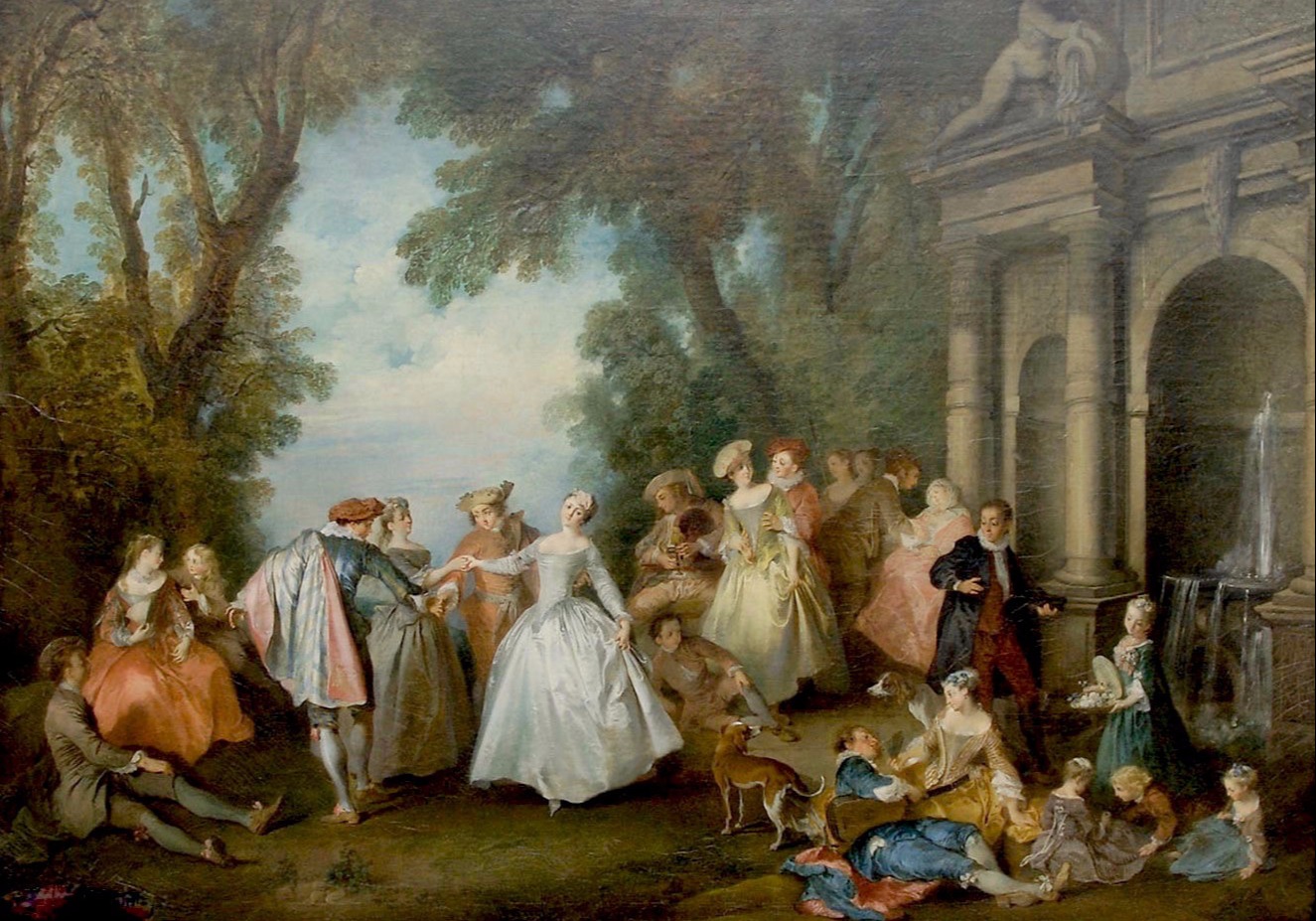 Lancret Nicolas. Танцы у фонтана (1730-1735).  Музей Гетти, Лос Анджелес